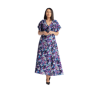 Rochie ADesign lunga din viscoza cu maneca lalea si nod bust