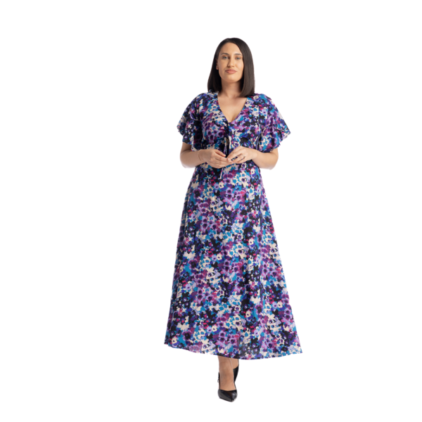 Rochie ADesign lunga din viscoza cu maneca lalea si nod bust - imagine 3