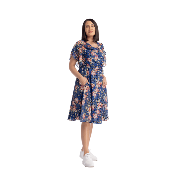 Rochie din voal cu buline de catifea si maneca lalea