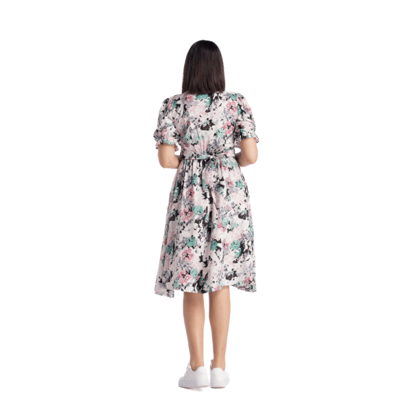 Rochie din viscoza, semi-clos, maneca usor bufanta si bust cret - imagine 7