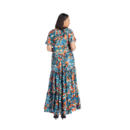 Rochie albastră maxi cu volane