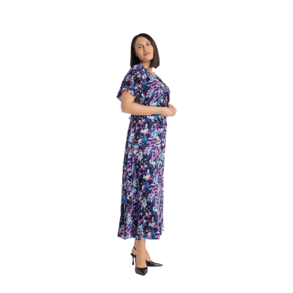Rochie ADesign lunga din viscoza cu maneca lalea si nod bust